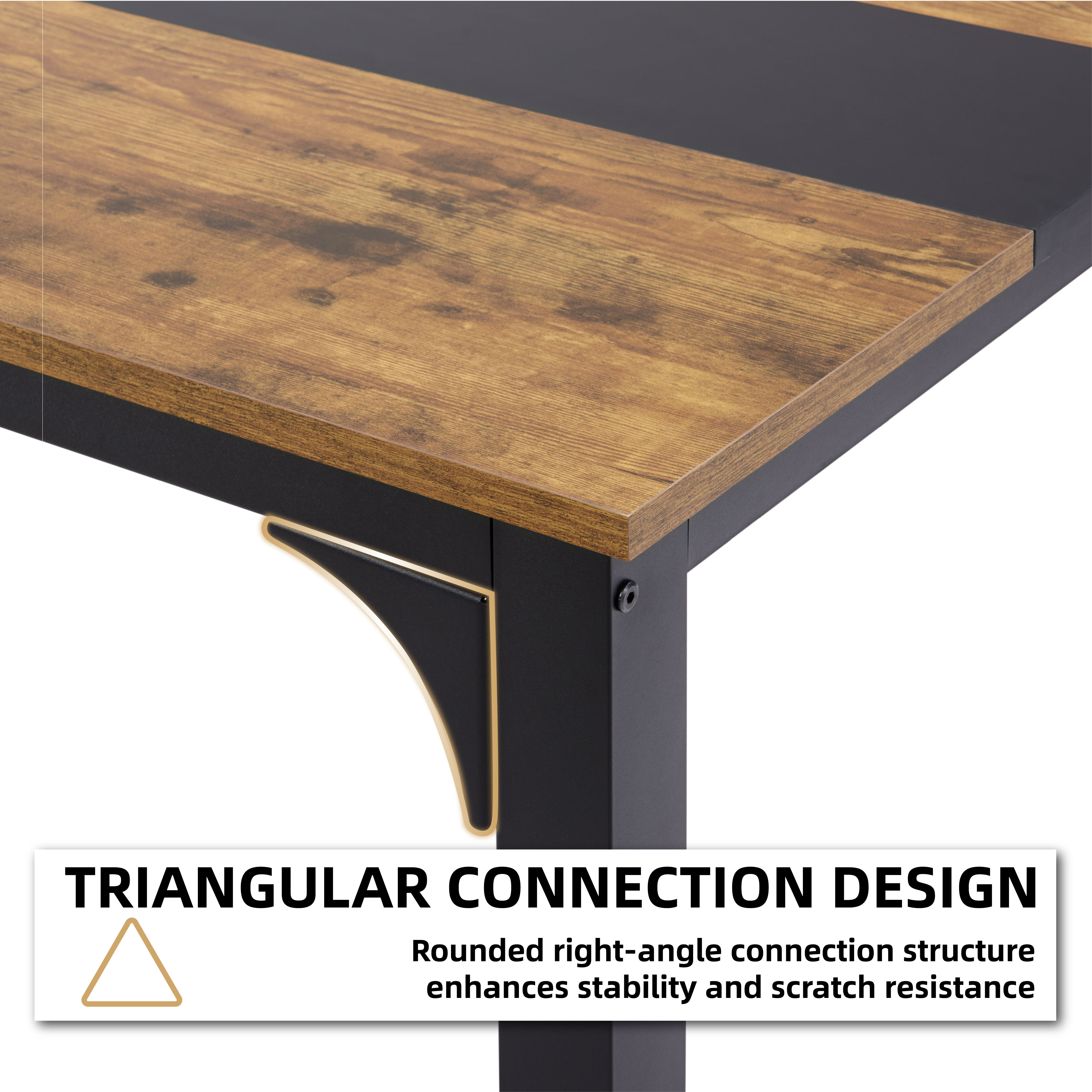 Computer Desk Large Office Desk, 59.8 Inch Gaming Desk Writing Desk Work Desk For Home Office, Study, Modern Simple Wooden Desk, Large Legroom, Metal Frame, Rustic/Black_voghion.com